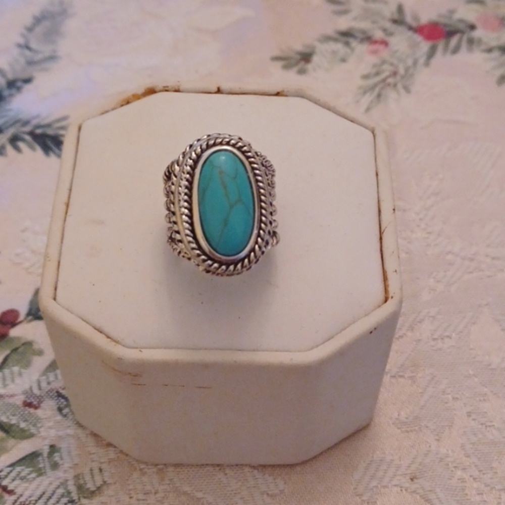 Ring with large turquoise